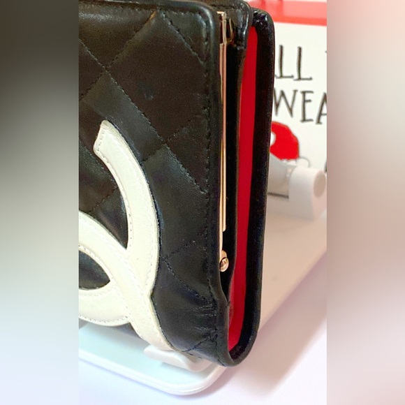 Chanel Cambon Line Bifold Wallet Black Pink CC Matelasse Leather - Picture 6 of 17